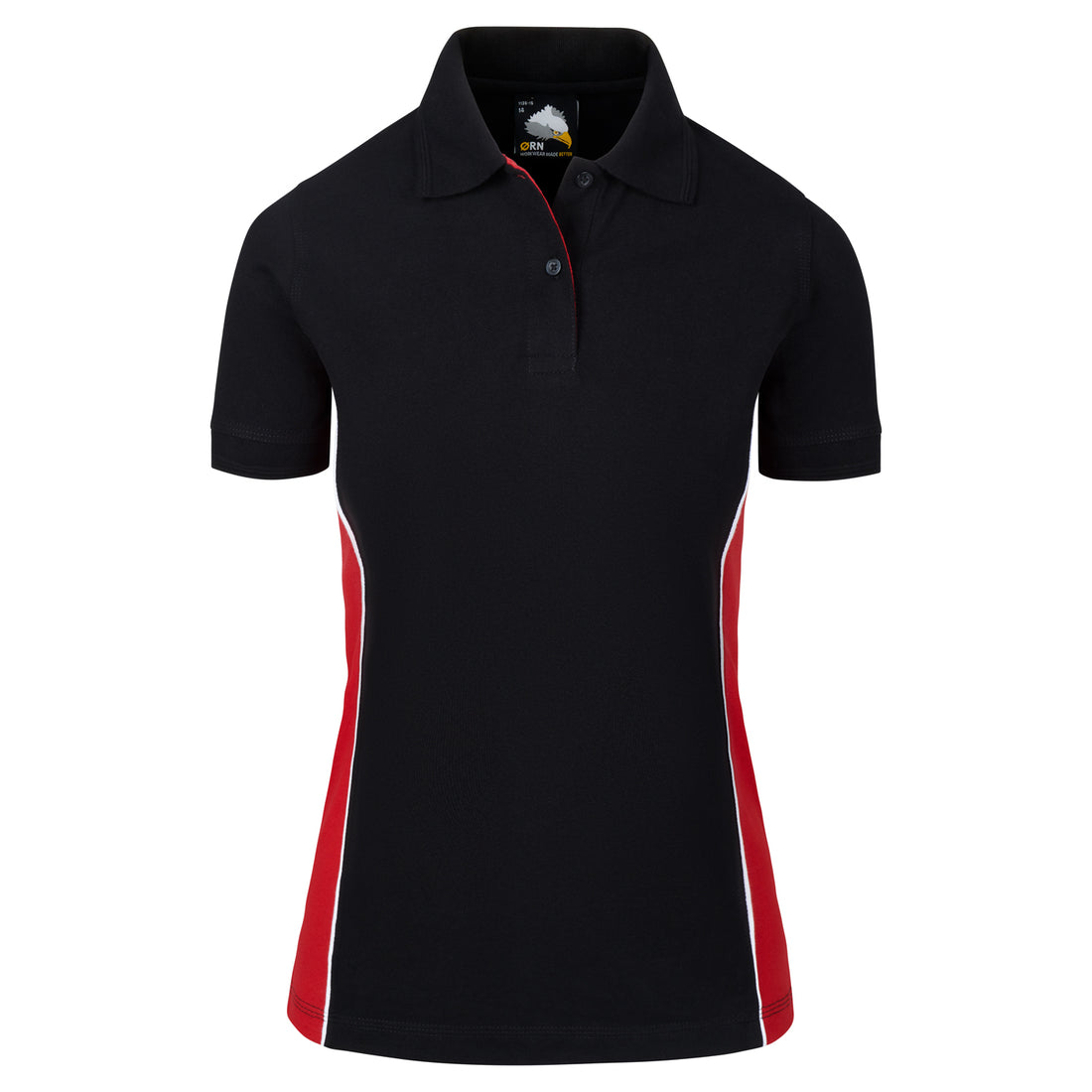 Orn Ladies Silverswift Poloshirt - Black - Red - 1186 - Black - Red - Customisable T-Shirts &amp; Poloshirts
