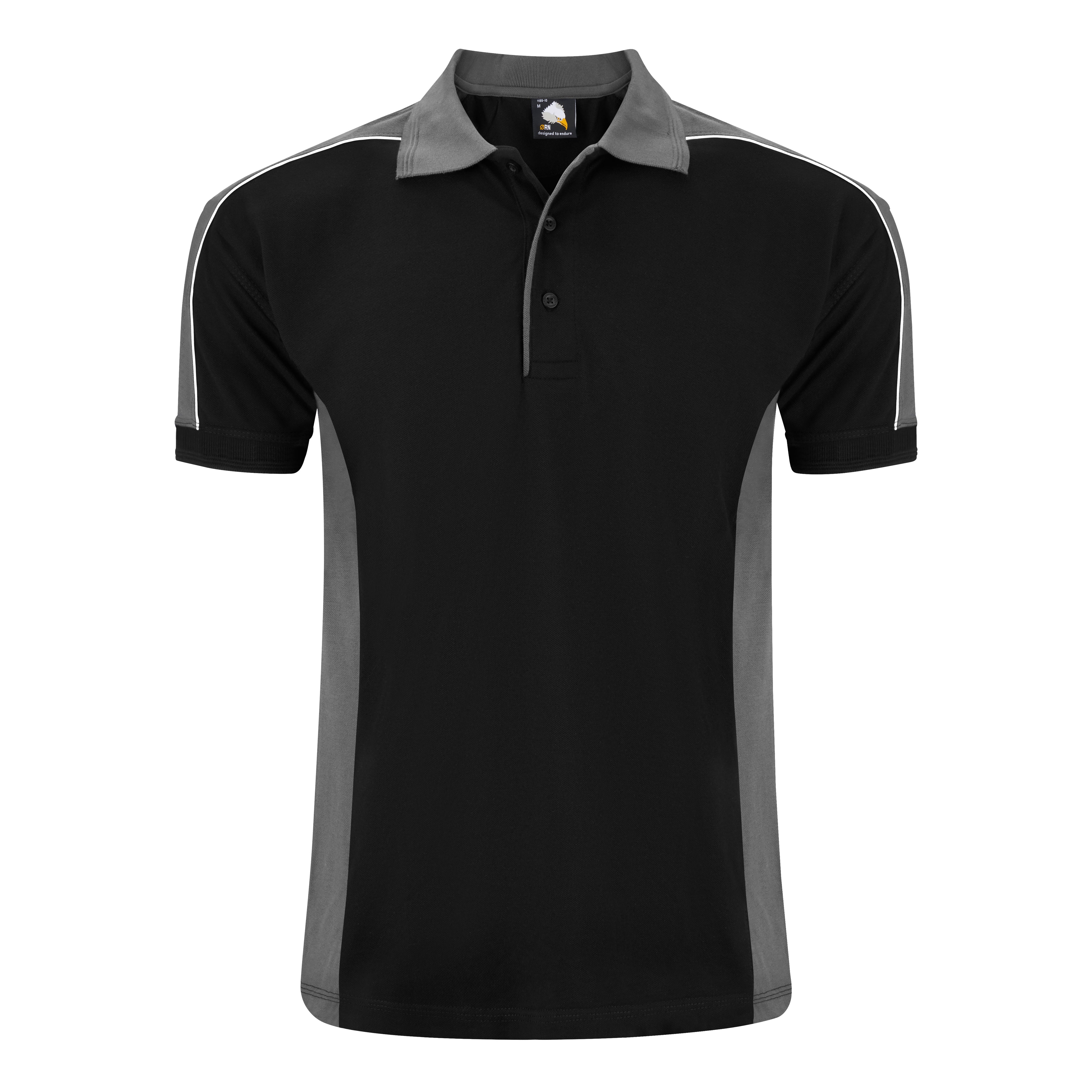 Orn Avocet Poloshirt - Black - Graphite - 1188 - Black - Graphite - Customisable T-Shirts &amp; Poloshirts