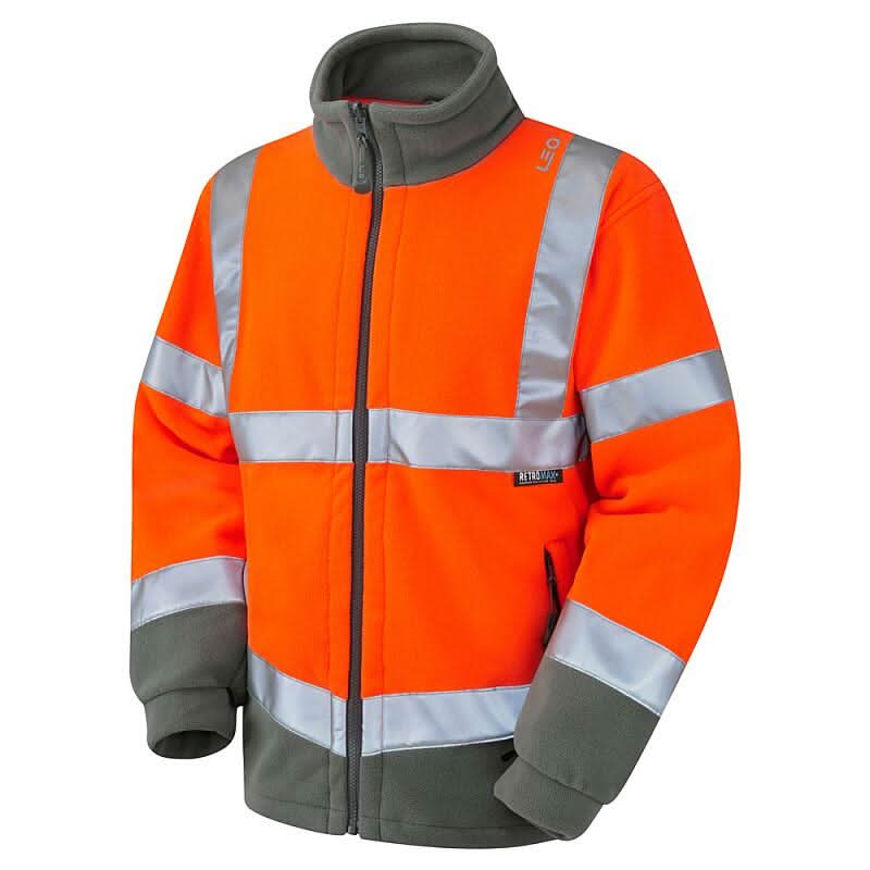 Leo Hartland ISO 20471 Class 3 Fleece Jacket F01 - Orange - Customisable Jackets