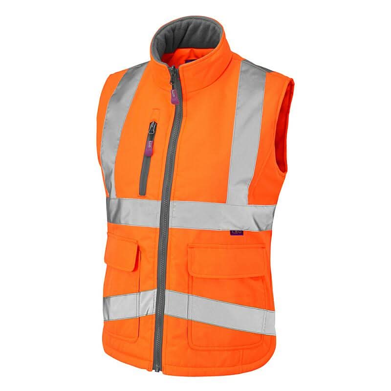 Leo Sandymere ISO 20471 Class 1 Bodywarmer BWL01 - Orange - Customisable Hi-Vis Bodywarmers