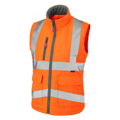 Leo Sandymere ISO 20471 Class 1 Bodywarmer BWL01 - Orange - Customisable Hi-Vis Bodywarmers