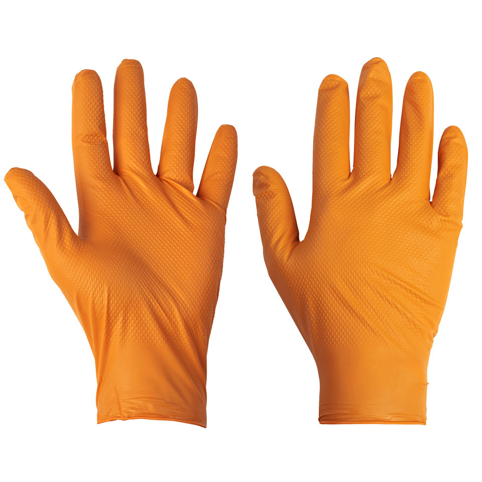 Supertouch - PG-901 Disposable Nitrile Diamond Grip Gloves - PG901 - Orange - Customisable Disposable Gloves