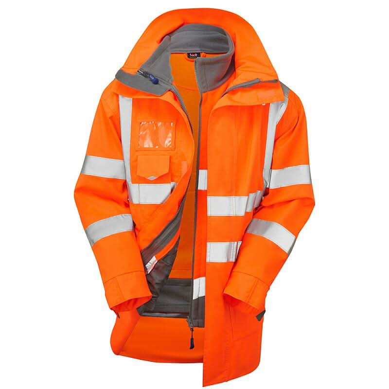 Leo 3 in 1 CLOVELLY Anorak CI3 with HARTLAND Fleece Cl3 Jacket A04/F01 - Orange - Customisable Jackets