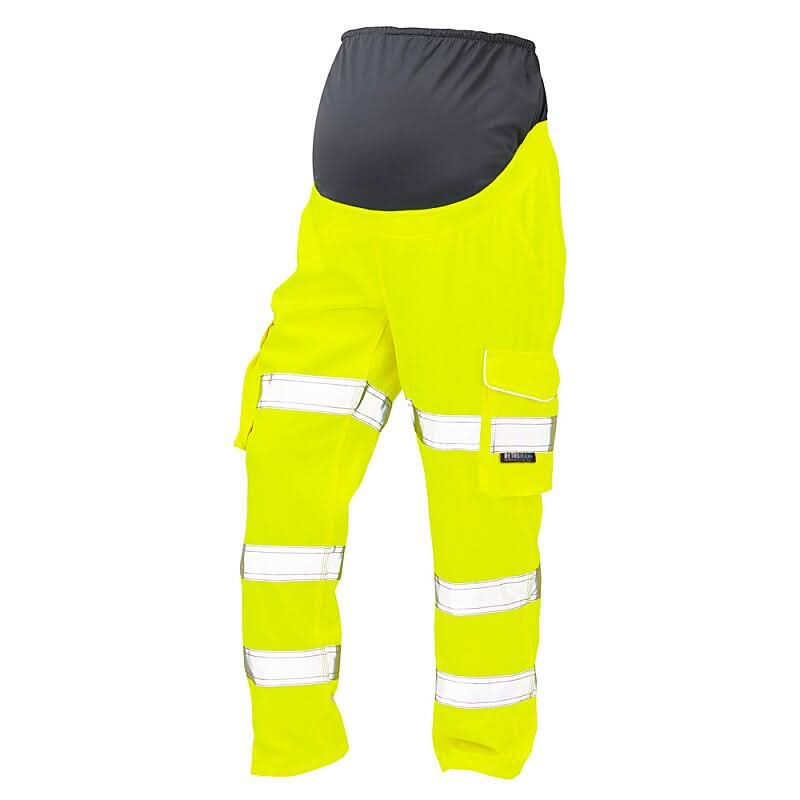 Leo ISO 20471 Class 2 PolyCotton Womens Maternity Cargo Trouser CM01 - Yellow - Customisable Trousers