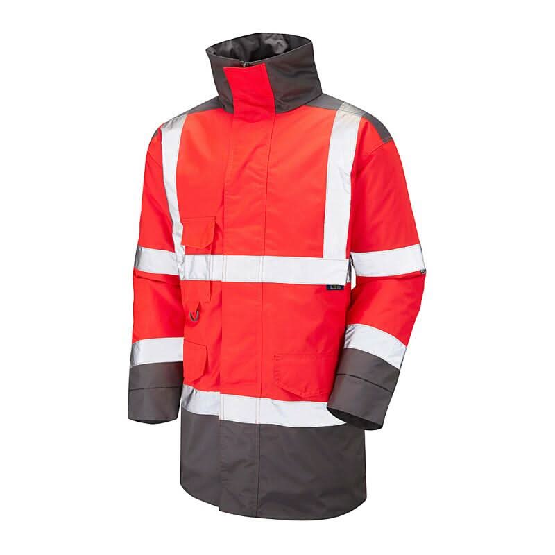Leo Tawstock ISO 20471 Class 3 Anorak Jacket A01 - Red Grey - Customisable Jackets