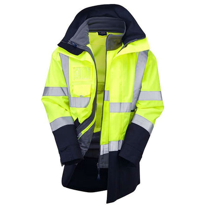 Leo 3 in 1 CLOVELLY Anorak CI3 with HARTLAND Fleece Cl3 Jacket A04/F01 - Yellow Navy - Customisable Jackets