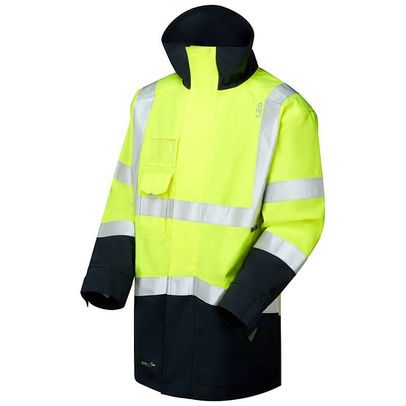 Leo Clovelly ISO 20471 Class 3 Breathable Executive Anorak Jacket A04 - Yellow Navy - Customisable Jackets