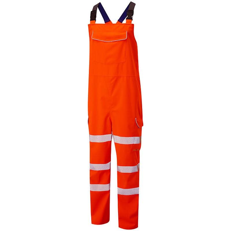Leo Northam ISO 20471 Class 2 EcoViz 10K Breathable Bib Brace BB01 - Orange - Customisable Hi-Vis Overalls