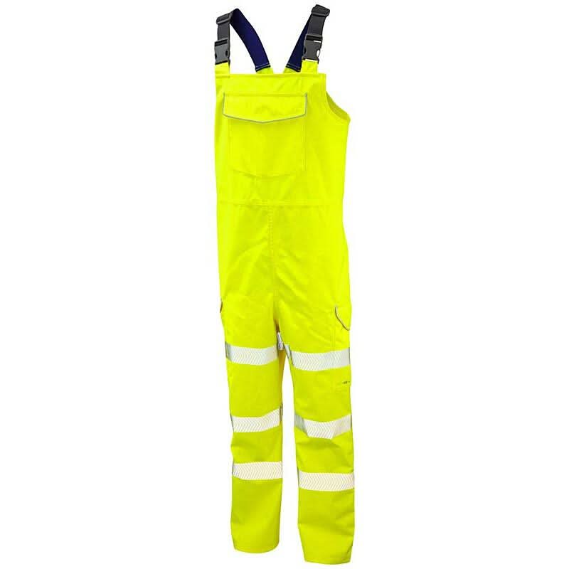 Leo Northam ISO 20471 Class 2 EcoViz 10K Breathable Bib Brace BB01 - Yellow - Customisable Hi-Vis Overalls