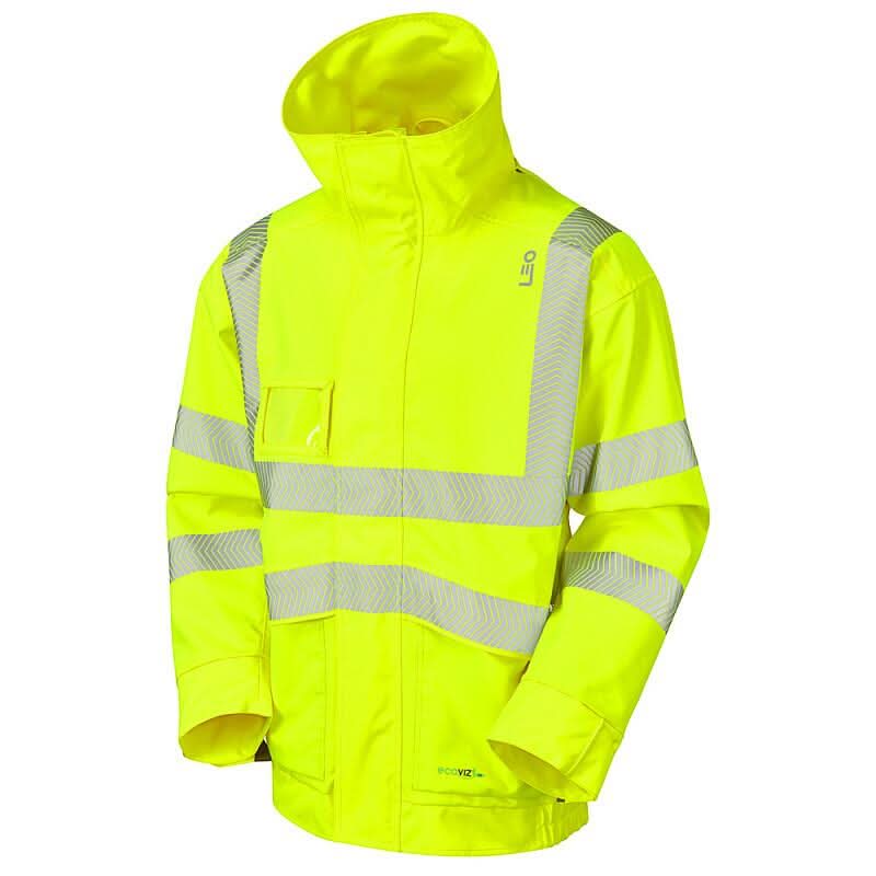 Leo Dartmoor ISO 20471 Class 3 EcoViz 10K Breathable Bomber Jacket J05 - Yellow - Customisable Jackets