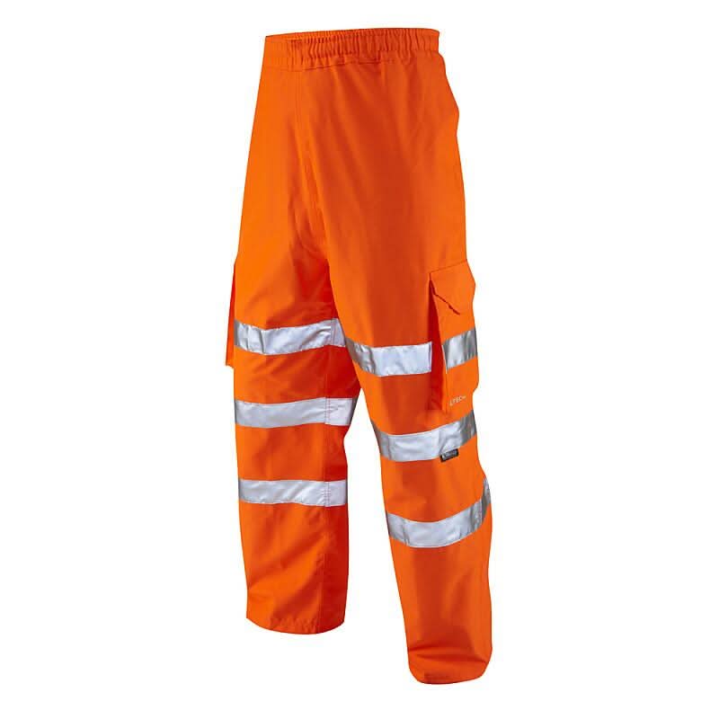 Leo Instow ISO 20471 Class 1 Breathable Executive Cargo Overtrouser L02 - Orange - Customisable Trousers