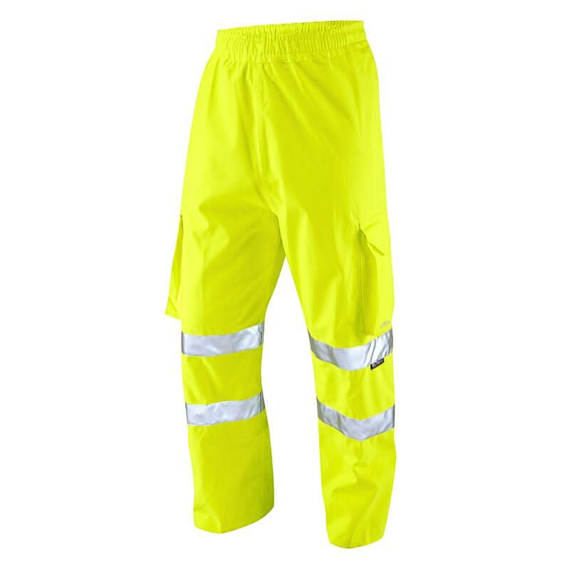 Leo Instow ISO 20471 Class 1 Breathable Executive Cargo Overtrouser L02 - Yellow - Customisable Trousers