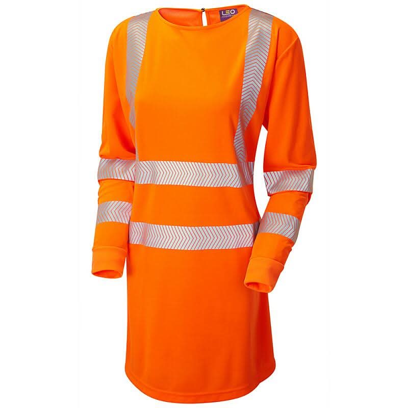 Leo Lily ISO 20471 Class 3 Womens Coolviz Ultra Long Sleeve Modesty Tunic MT01 - Orange - Customisable Tunic