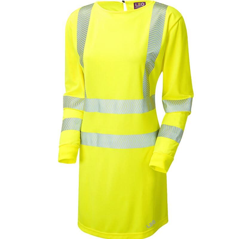 Leo Lily ISO 20471 Class 3 Womens Coolviz Ultra Long Sleeve Modesty Tunic MT01 - Yellow - Customisable Tunic