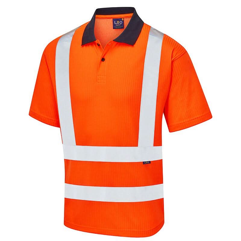 Leo Croyde ISO 20471 Class 2 Comfort EcoVizPB Polo Shirt P01 - Orange - Customisable Polos