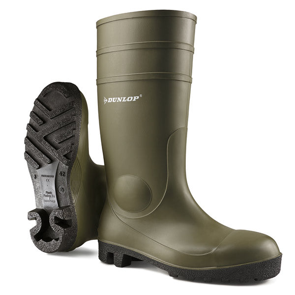 Dunlop Protomaster Full Safety Pvc Wellingtons - Green - Customisable Wellingtons