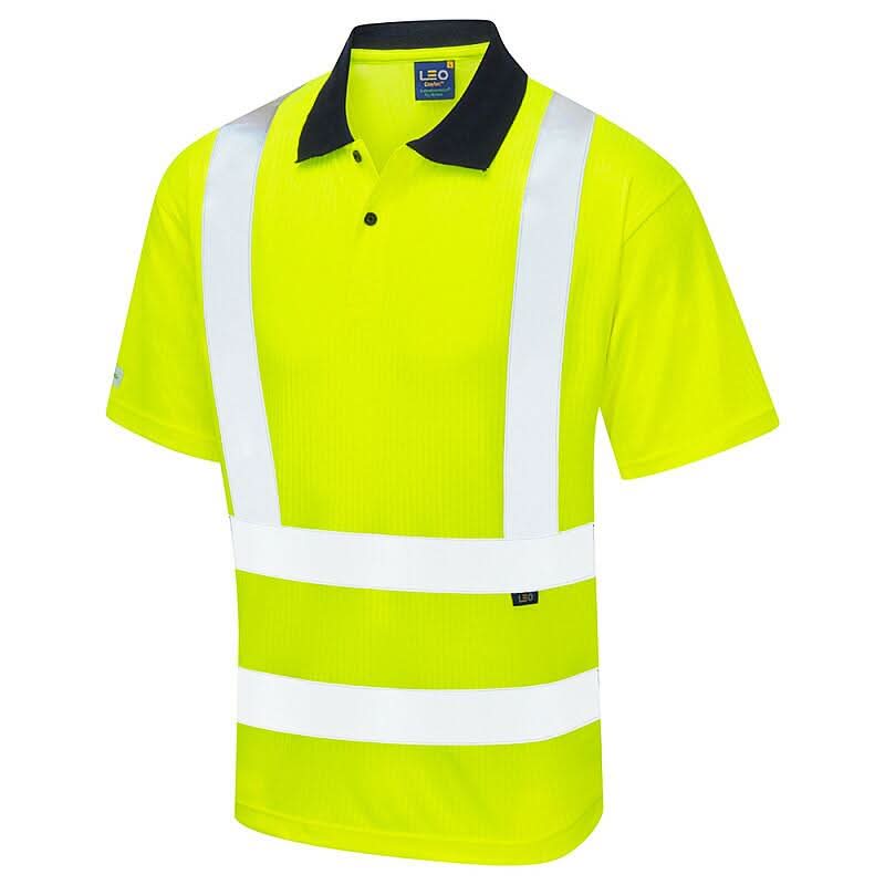 Leo Croyde ISO 20471 Class 2 Comfort EcoVizPB Polo Shirt P01 - Yellow - Customisable Polos