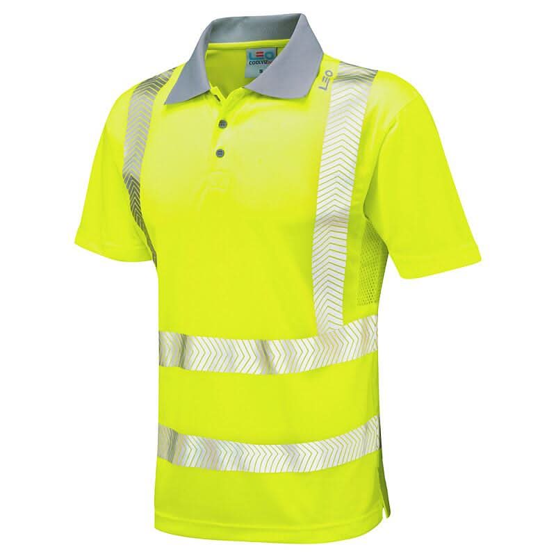 Leo Woolacombe ISO 20471 Class 2 Coolviz Plus Polo Shirt P03 - Yellow - Customisable Polos