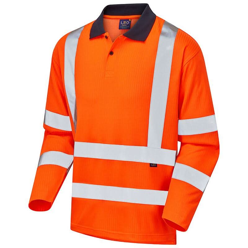 Leo Swimbridge ISO 20471 Class 3 Comfort EcoVizPB Sleeved Polo Shirt P05 - Orange - Customisable Polos