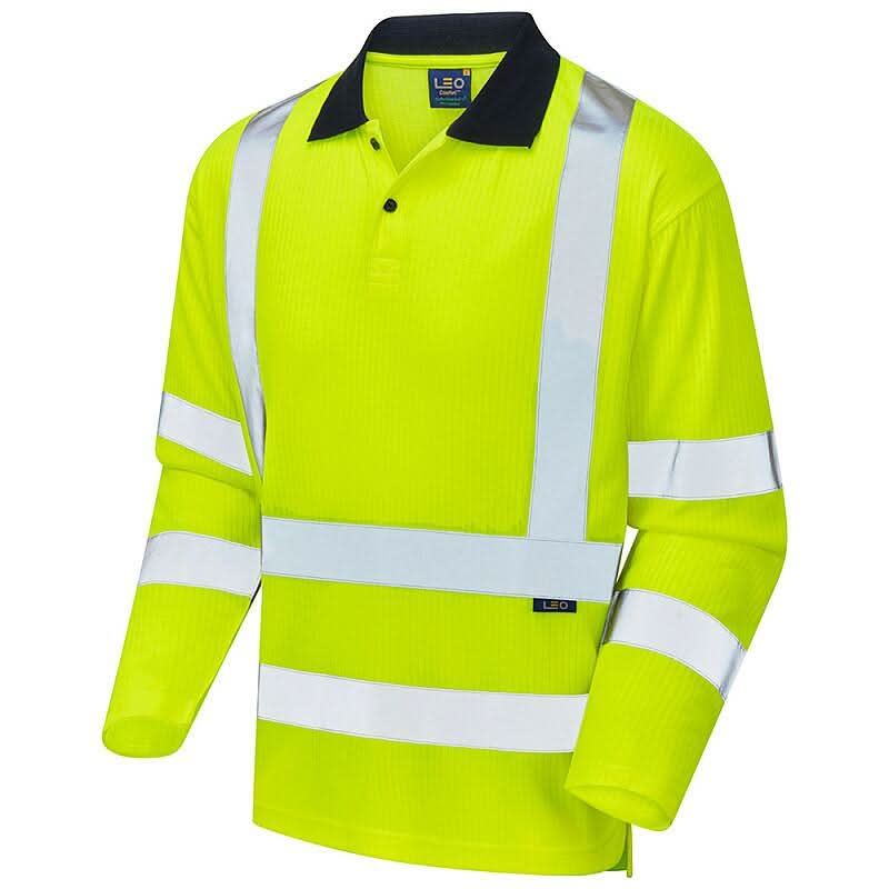 Leo Swimbridge ISO 20471 Class 3 Comfort EcoVizPB Sleeved Polo Shirt P05 - Yellow - Customisable Polos