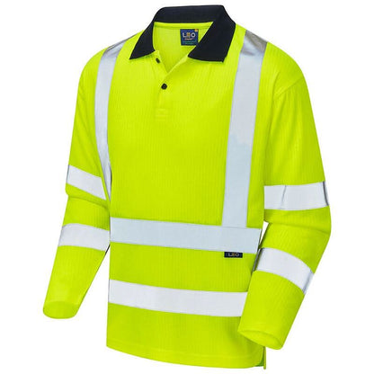 Leo Swimbridge ISO 20471 Class 3 Comfort EcoVizPB Sleeved Polo Shirt P05 - Yellow - Customisable Polos