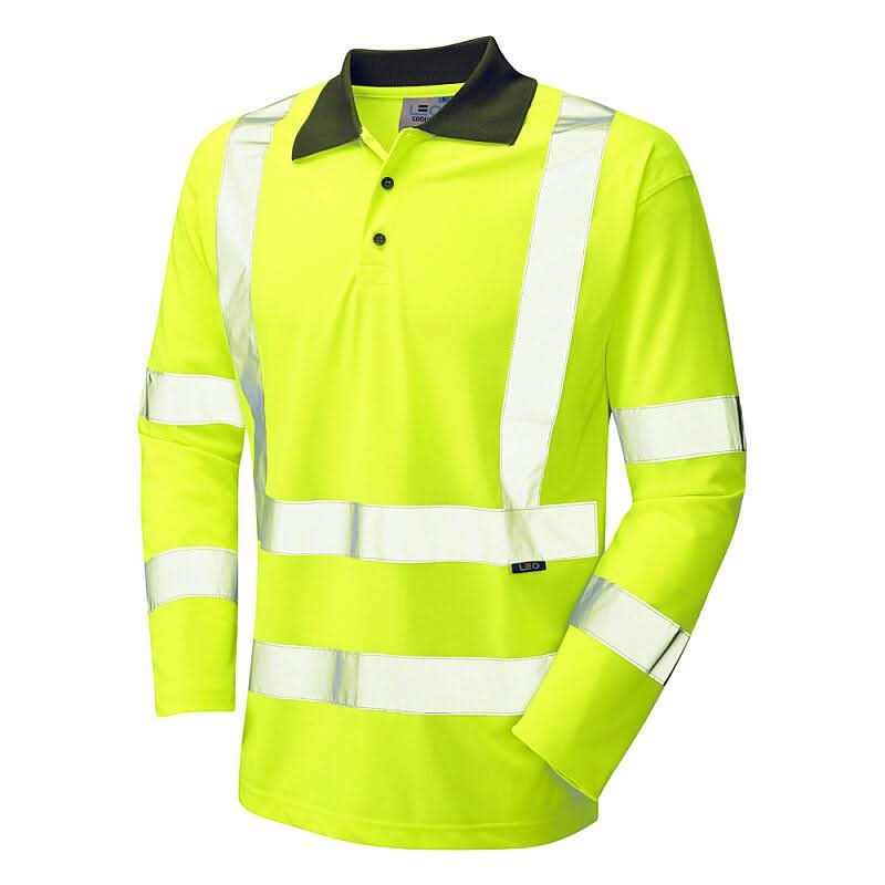 Leo Woolsery ISO 20471 Class 3 Coolviz EcoVizRP Sleeved Polo Shirt P06 - Yellow - Customisable Polos