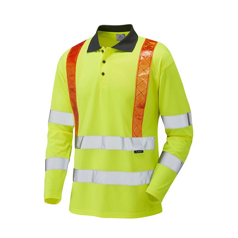 Leo Bickleton ISO 20471 Class 3 Orange Brace Coolviz EcoVizRP Sleeved Polo Shirt P07 - Yellow - Customisable Polos