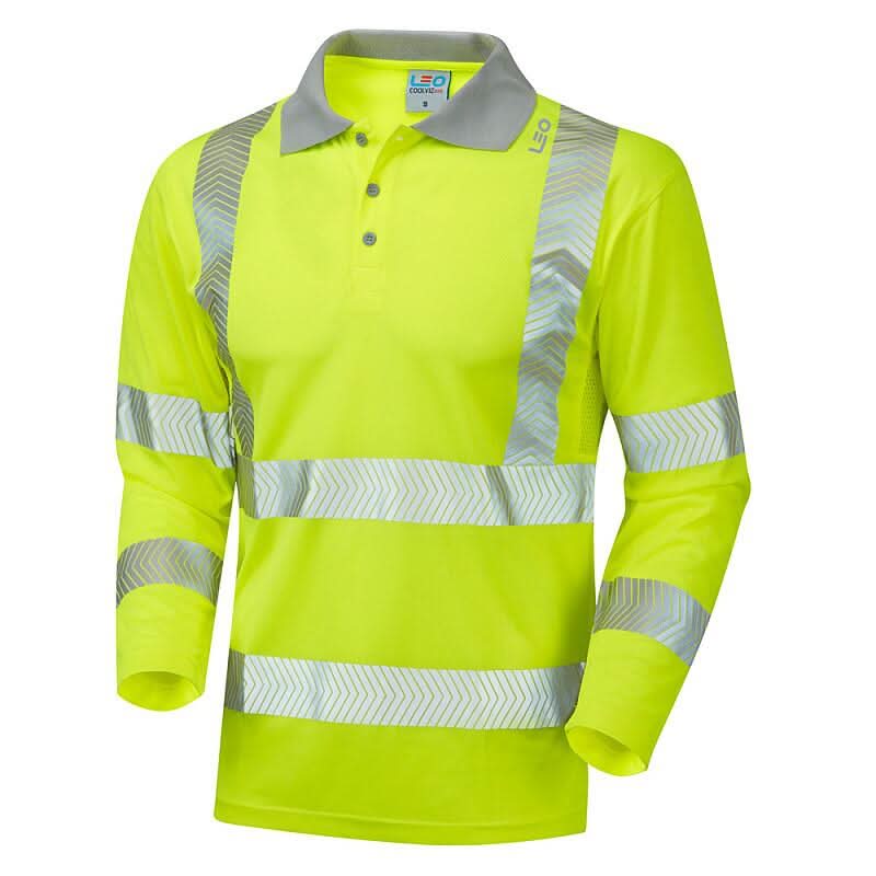 Leo Barricane ISO 20471 Class 3 Coolviz Plus Sleeved Polo Shirt P08 - Yellow - Customisable Polos