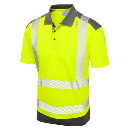 Leo Peppercombe ISO 20471 Class 2 Coolviz Plus Polo Shirt P14 - Yellow Grey - Customisable Polos