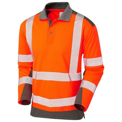 Leo Wringcliff ISO 20471 Class 2 Coolviz Plus Polo Shirt P15 - Orange Grey - Customisable Polos