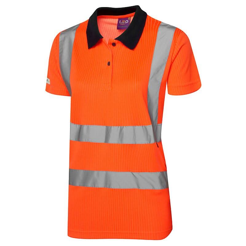 Leo LANA ISO 20471 Cl 2 Comfort Womens Polo Shirt PL01 - Orange - Customisable Polos