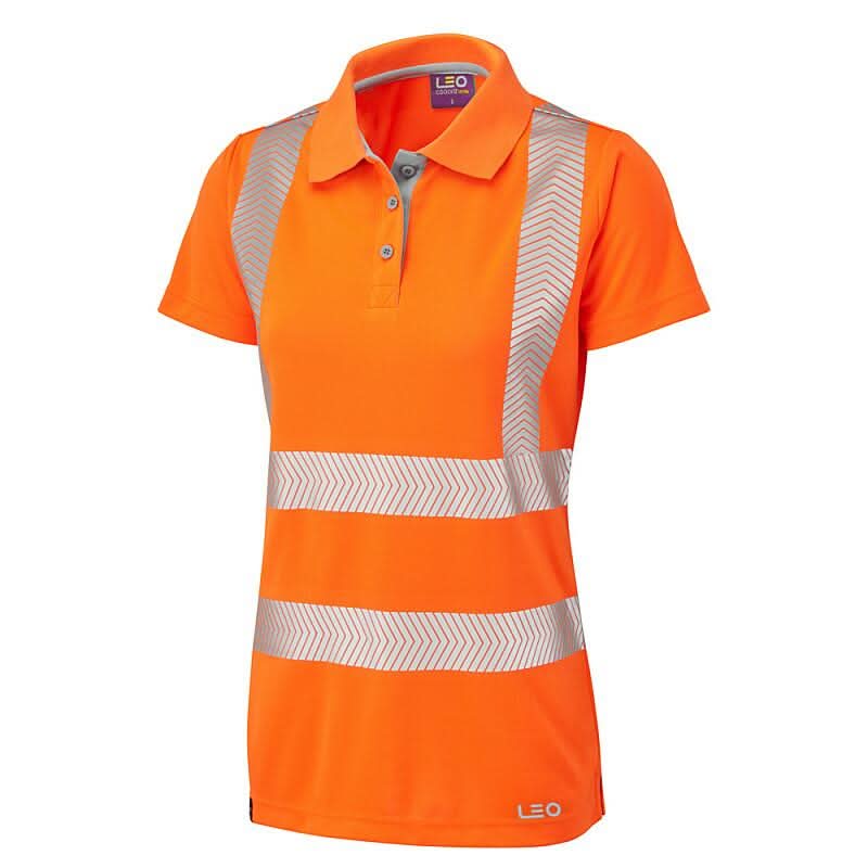 Leo Pippacott ISO 20471 Class 2 Coolviz Ultra Womens Polo Shirt PL03 - Orange - Customisable Polos