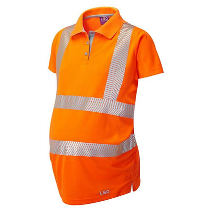 Leo Lovacott ISO 20471 Class 2 Coolviz Ultra Womens Maternity Polo Shirt PM03 - Orange - Customisable Polos