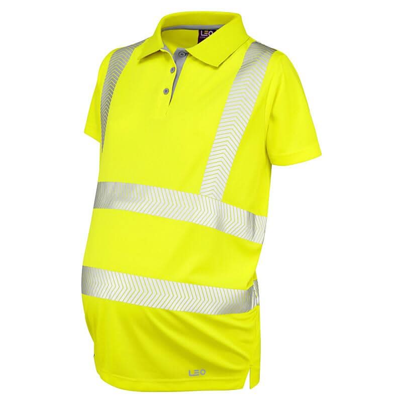 Leo Lovacott ISO 20471 Class 2 Coolviz Ultra Womens Maternity Polo Shirt PM03 - Yellow - Customisable Polos