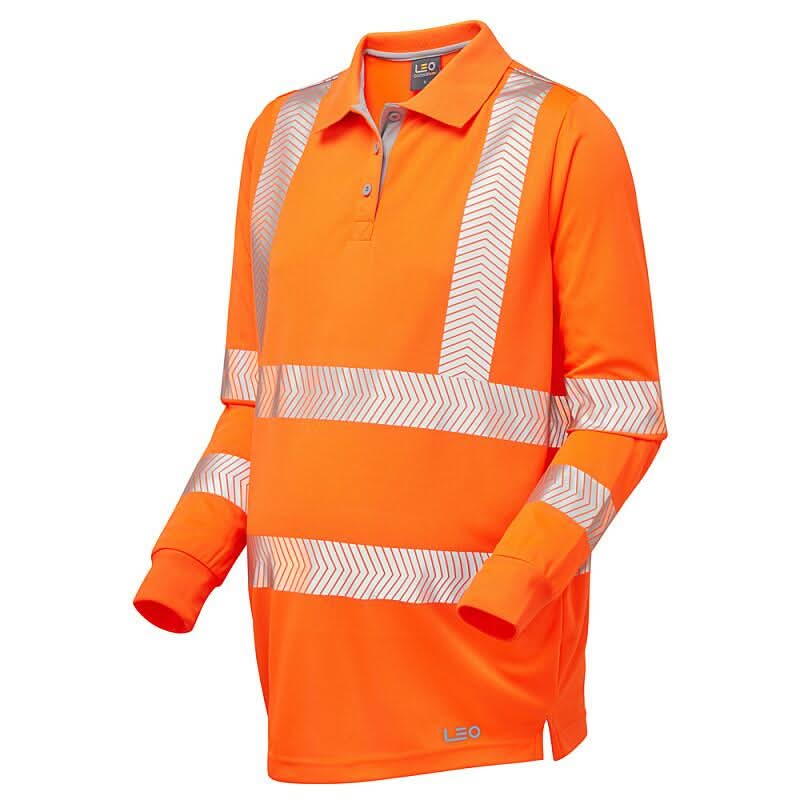 Leo Yarnacott ISO 20471 Class 2 Coolviz Ultra Womens Maternity Sleeved Polo Shirt PM08 - Orange - Customisable Polos