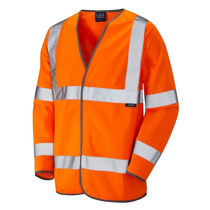 Leo Shirwell ISO 20471 Class 3 Sleeved Waistcoat S01 - Orange - Customisable Hi-Vis Vest
