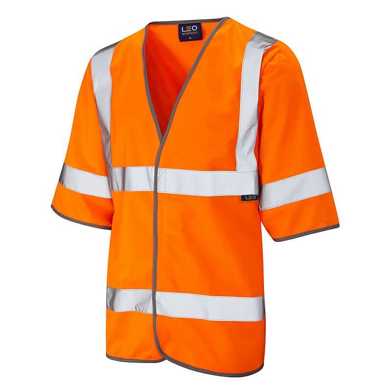 Leo Gorwell ISO 20471 Class 3 Half Sleeve Waistcoat S02 - Orange - Customisable HV Vest