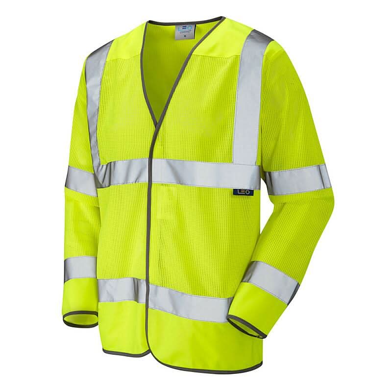 Leo Fremington ISO 20471 Class 3 Coolviz Sleeved Waistcoat S04 - Yellow - Customisable HV Vest