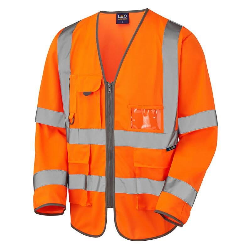 Leo Wrafton ISO 20471 Class 3 Sleeved Superior Waistcoat S12 - Orange - Customisable HV Vest