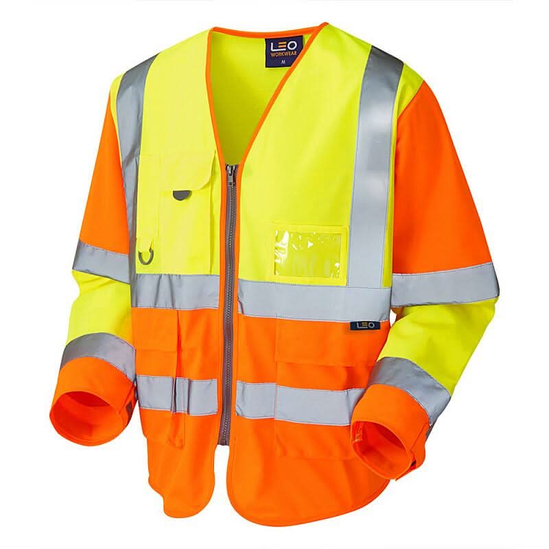 Leo Wrafton ISO 20471 Class 3 Sleeved Superior Waistcoat S12 - Yellow Orange - Customisable HV Vest