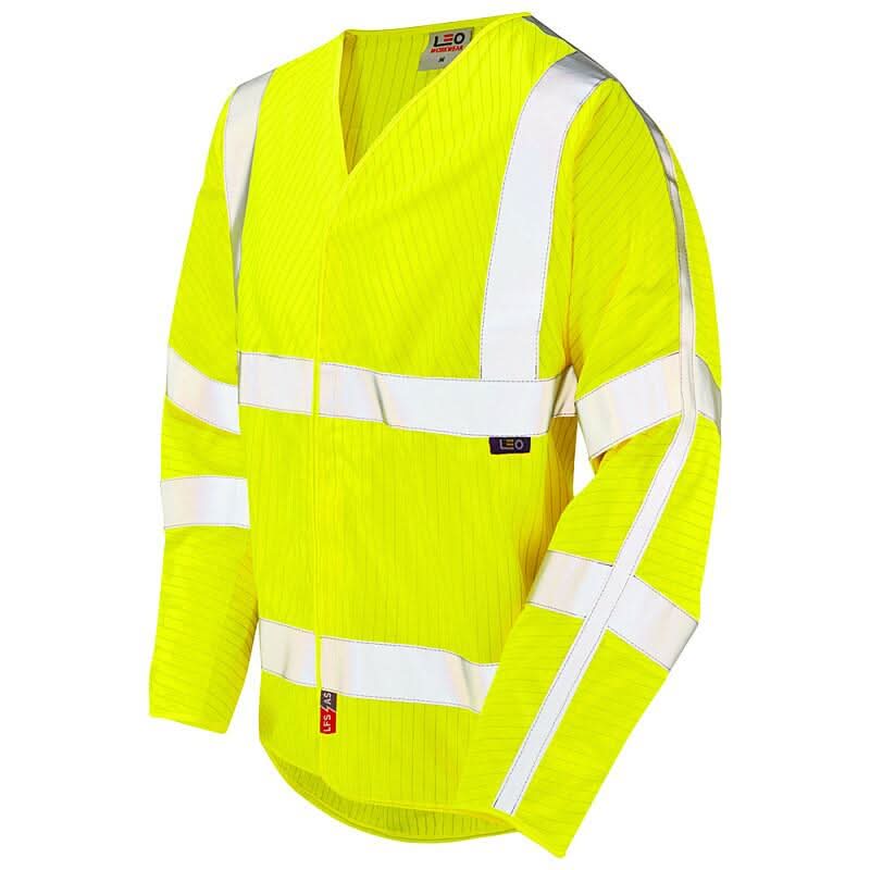 Leo Meshaw ISO 20471 Class 3 LFS Anti Static Sleeved Waistcoat S17 - Yellow - Customisable HV Vest