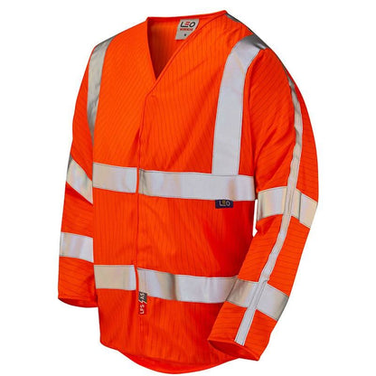 Leo Sticklepath ISO 20471 Class 3 LFS Anti Static 34 Sleeve Waistcoat S18 - Orange - Customisable Hi-Vis Vest