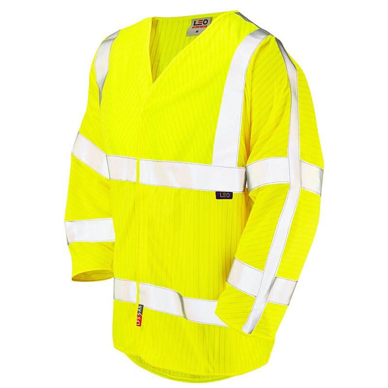 Leo Sticklepath ISO 20471 Class 3 LFS Anti Static 34 Sleeve Waistcoat S18 - Yellow - Customisable Hi-Vis Vest