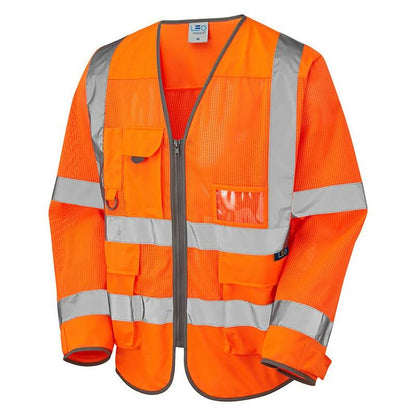 Leo Burrington ISO 20471 Class 3 Coolviz Sleeved Superior Waistcoat S20 - Orange - Customisable HV Vest