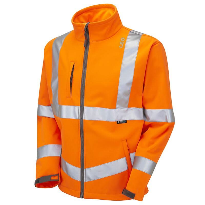 Leo Buckland ISO 20471 Class 3 Softshell Jacket SJ01 - Orange - Customisable Softshell Jacket
