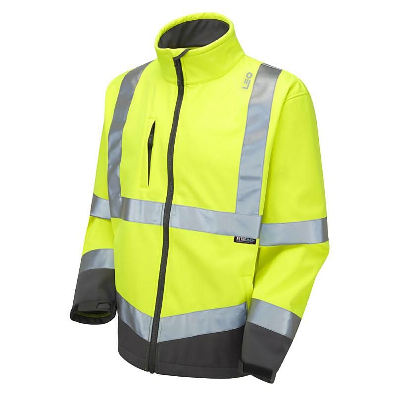 Leo Buckland ISO 20471 Class 3 Softshell Jacket SJ01 - Yellow - Customisable Softshell Jacket