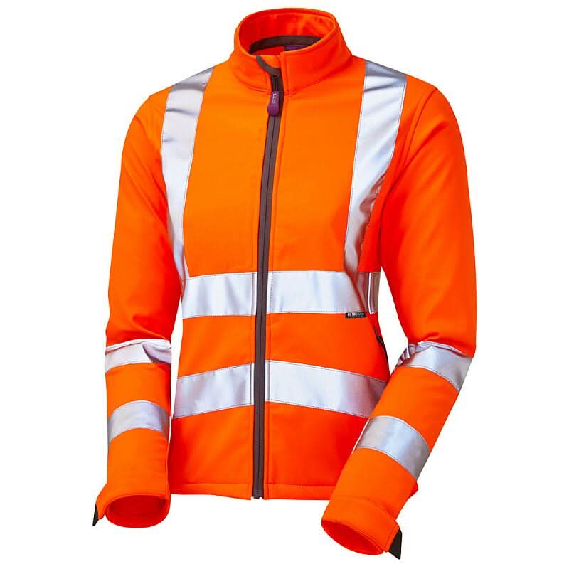Leo Honeywell ISO 20471 Class 2 Womens Softshell Jacket SJL01 - Orange - Customisable Softshell Jacket