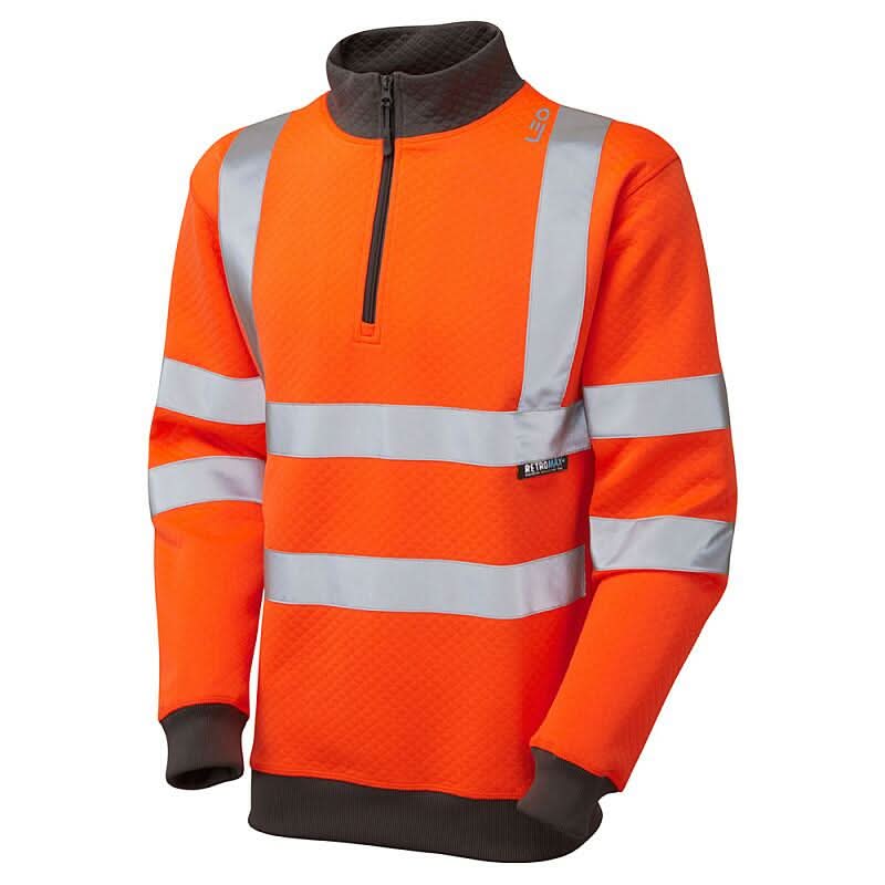 Leo Brynsworthy ISO 20471 Class 3 14 Zip Sweatshirt SS01 - Orange - Customisable Sweatshirts