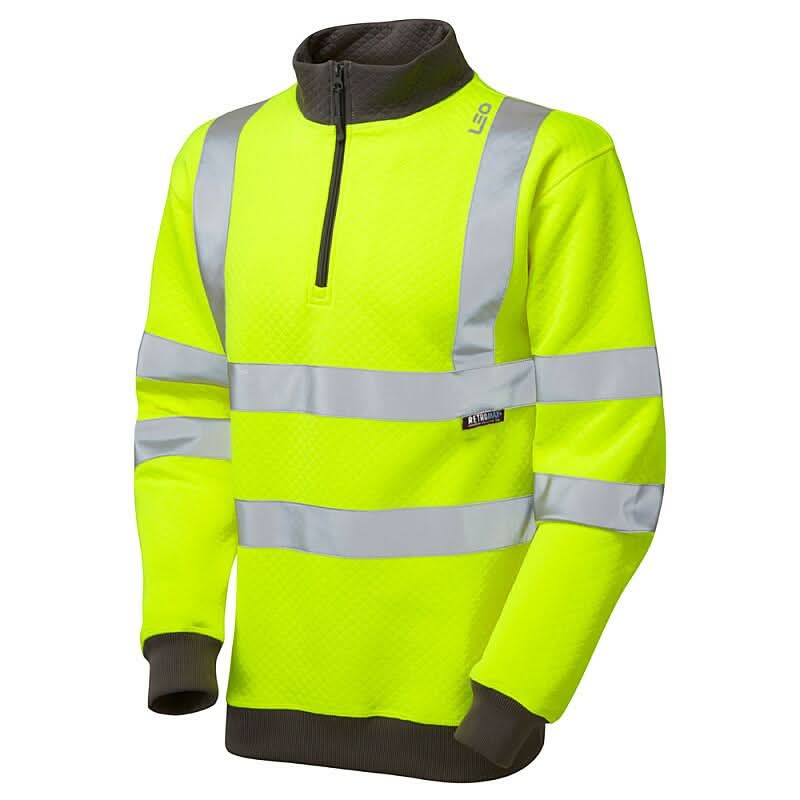Leo Brynsworthy ISO 20471 Class 3 14 Zip Sweatshirt SS01 - Yellow - Customisable Sweatshirts