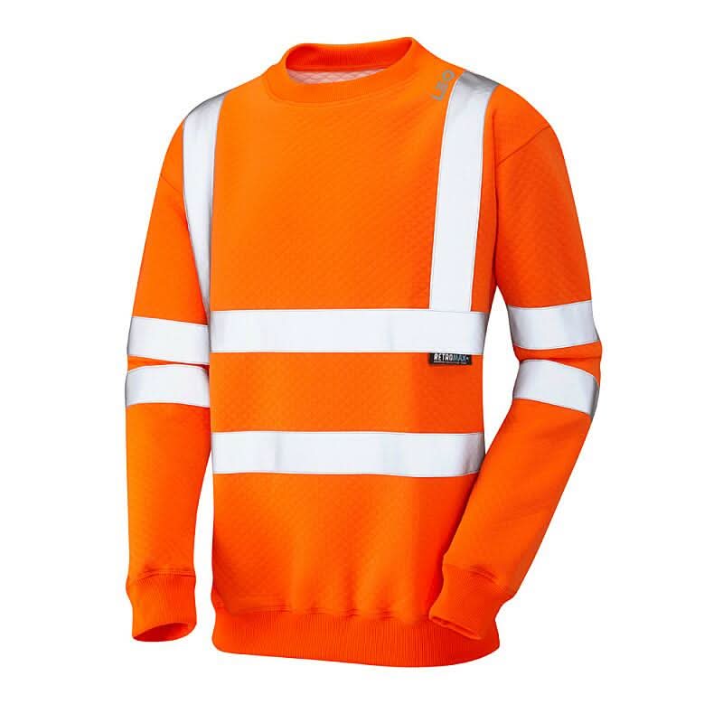Leo Winkleigh ISO 20471 Class 3 Crew Neck Sweatshirt SS05 - Orange - Customisable Sweatshirts